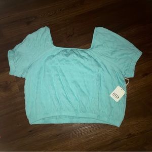 a.n.a Women Mint Puffy Sleeve Crop Top size L